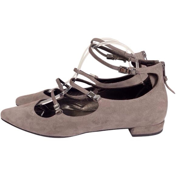 STUART WEITZMAN Flippy Suede Leather Multi-Strap Flats Size 10 Mary Jane Beige - Picture 13 of 13